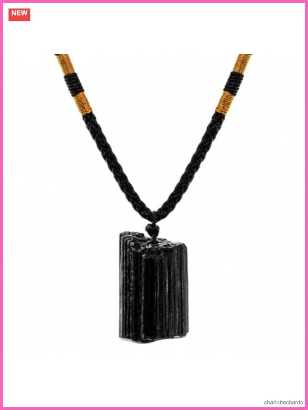 Black Tourmaline Crystal Pendant Necklace Natural Stone Psychic Protection